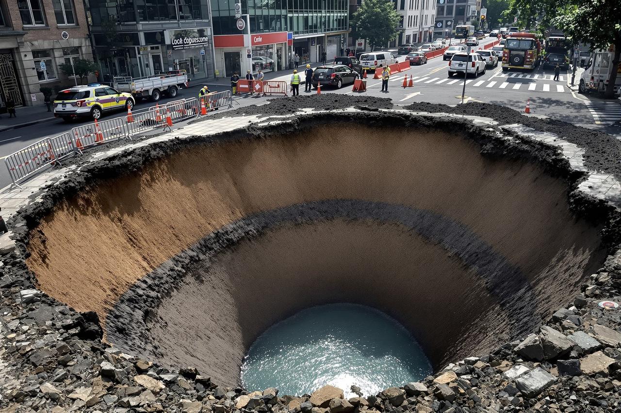 今日大瓜图集视频:地铁施工路面塌陷现场全景图集 今日大瓜 - 地铁施工路面塌陷现场全景图集